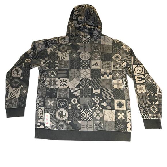 Adidas Mens CNY Allover Print Hoodie Chinese New Year Medium Gray AOP Activewear - Picture 2 of 11